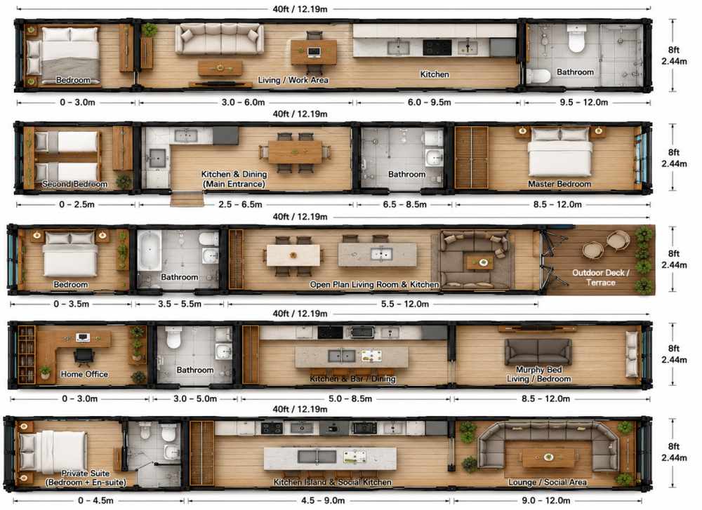 5 Clever 40 Foot Container Home Floor Plans That Maximize Space